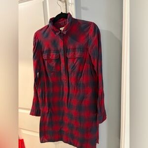 J. Crew Red and Blue Plaid Shirt Dress